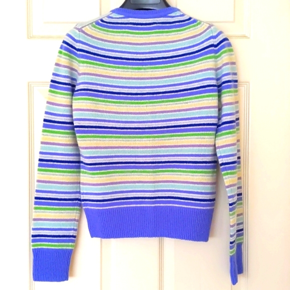 NWT. Express Woman's 100% Lambswool cardigan sweater with crystal buttons/stripe - Picture 4 of 4